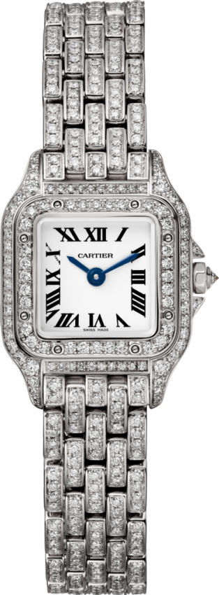 Panthère de Cartier watch Mini model, quartz movement, white gold, diamonds