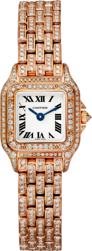 Panthère de Cartier watch Mini model, quartz movement, rose gold, diamonds