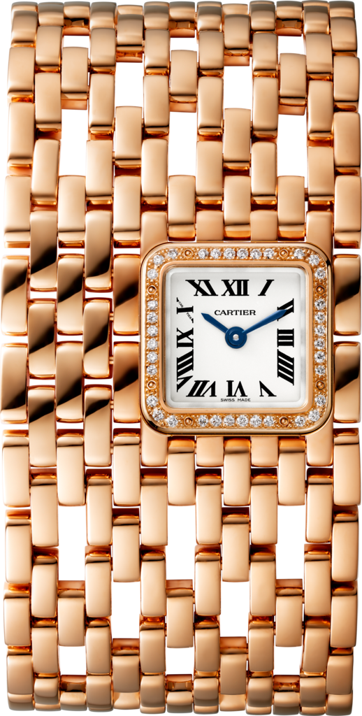 Panthère de Cartier 腕錶手鐲腕錶，石英機芯，18K玫瑰金，鑽石