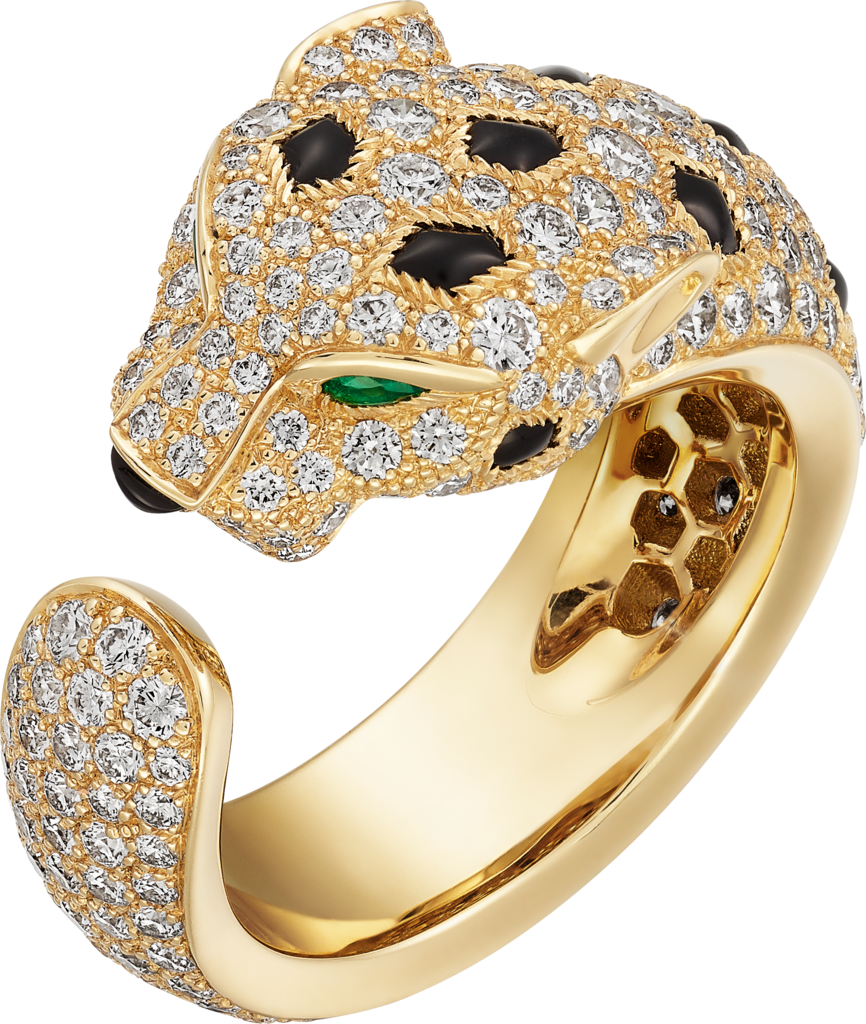 Panthère de Cartier 戒指18K黃金，祖母綠，縞瑪瑙，鑽石