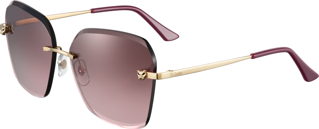 Panthère de Cartier sunglassesChampagne golden-finish metal, graduated burgundy lenses