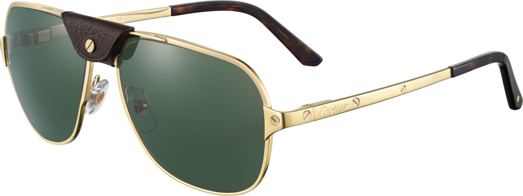Santos de Cartier sunglassesSmooth champagne golden-finish metal, green polarised lenses