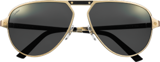 Santos de Cartier 太陽眼鏡 磨砂香檳金色飾面金屬，灰色偏光鏡片，金色鏡面效果