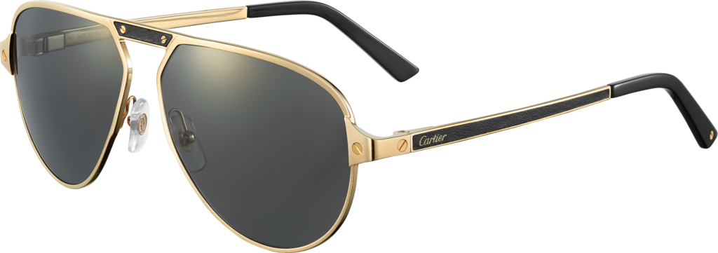 Santos de Cartier sunglassesBrushed champagne golden-finish metal, grey polarised lenses with golden flash