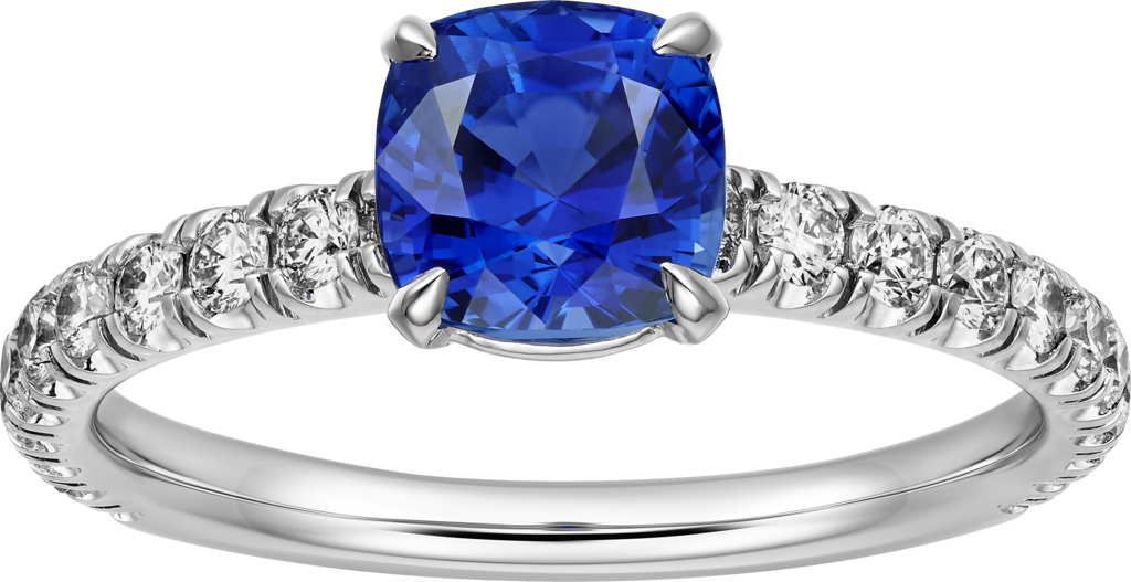Solitaire 1895 單鑽戒指鉑金，藍寶石，鑽石