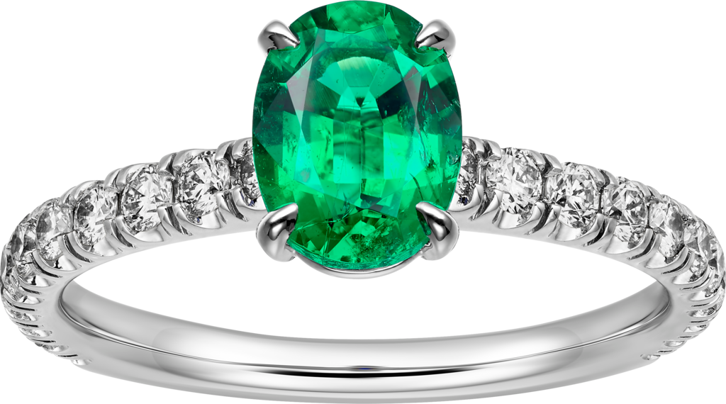 Solitaire 1895 單鑽戒指鉑金，祖母綠，鑽石
