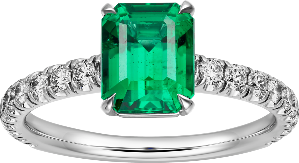 Solitaire 1895 單鑽戒指鉑金，祖母綠，鑽石