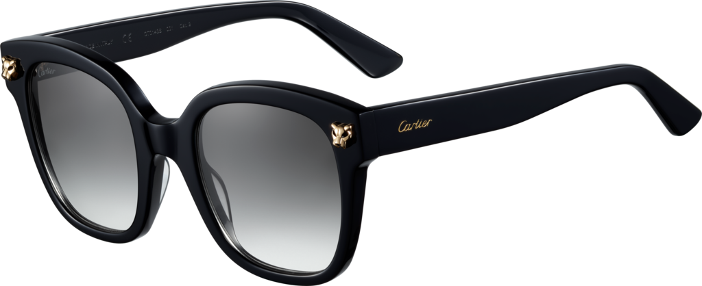 Panthère de Cartier 太陽眼鏡黑色複合材質，香檳金色飾面金屬，灰色漸變鏡片
