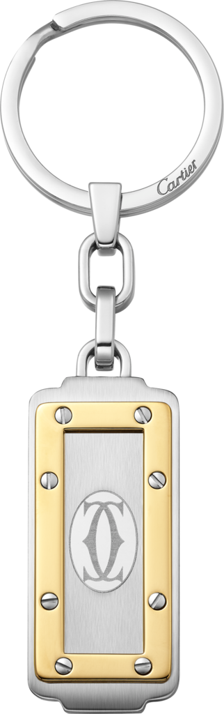Santos de Cartier 鑰匙圈精鋼，金色飾面金屬