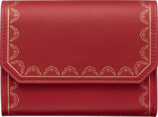 Wallet, Mini, Guirlande de Cartier Red calfskin, golden finish