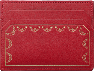 Guirlande de Cartier 卡片夾 紅色小牛皮，金色飾面