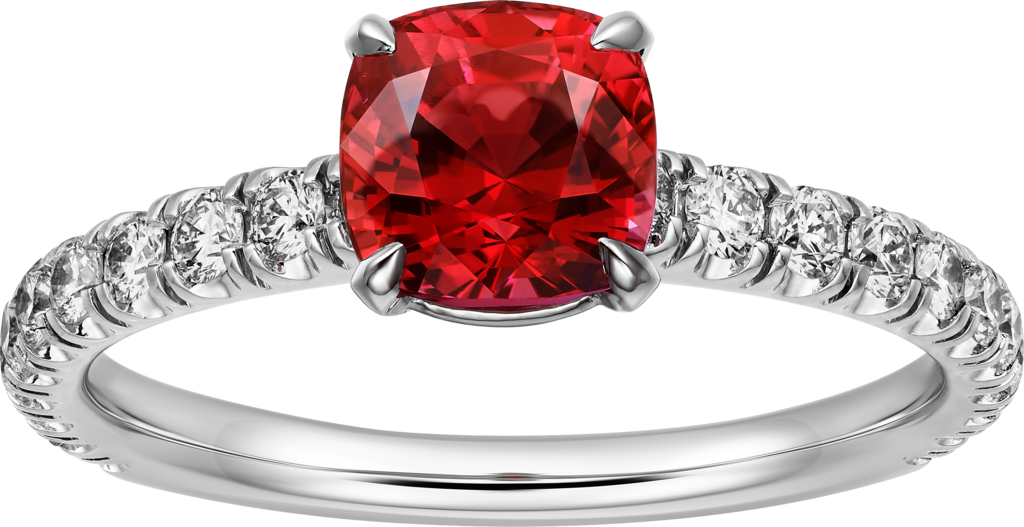Solitaire 1895 單鑽戒指鉑金，紅寶石，鑽石