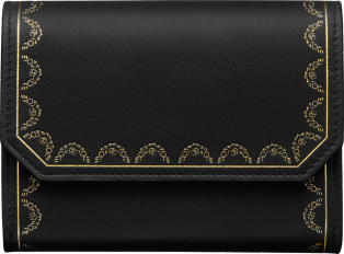 Wallet, Mini, Guirlande de Cartier Black calfskin, golden finish