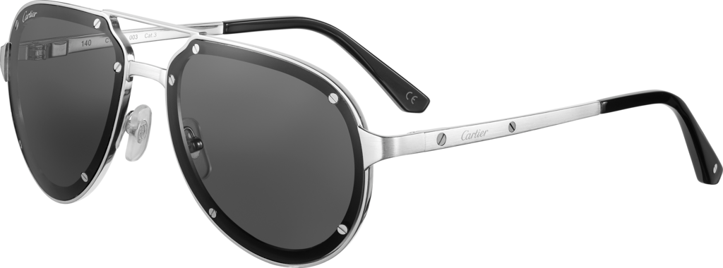 Santos de Cartier sunglassesSmooth and brushed platinum-finish metal, grey lenses