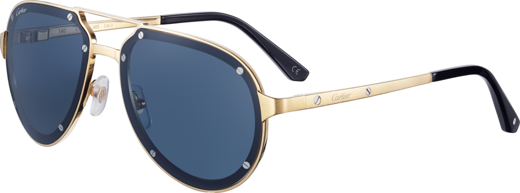Santos de Cartier 太陽眼鏡光滑及磨砂金色飾面金屬，藍色鏡片