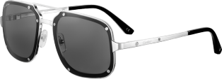 Santos de Cartier sunglasses Smooth and brushed platinum-finish metal, grey lenses