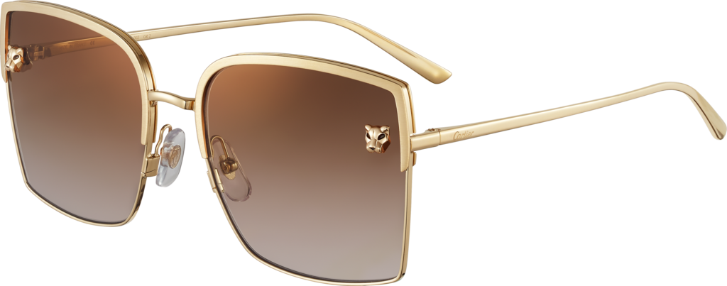 Panthère de Cartier sunglassesSmooth and brushed golden-finish metal, brown lenses with golden flash
