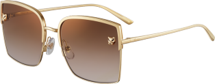 Panthère de Cartier 太陽眼鏡 光滑及磨砂金色飾面金屬，棕色鏡片，金色鏡面效果