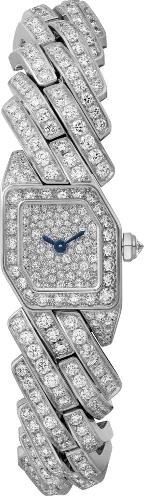 white gold and diamond cartier watch