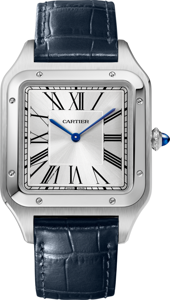 Santos-Dumont 腕錶特大型款，手動上鏈機械機芯，精鋼，皮革