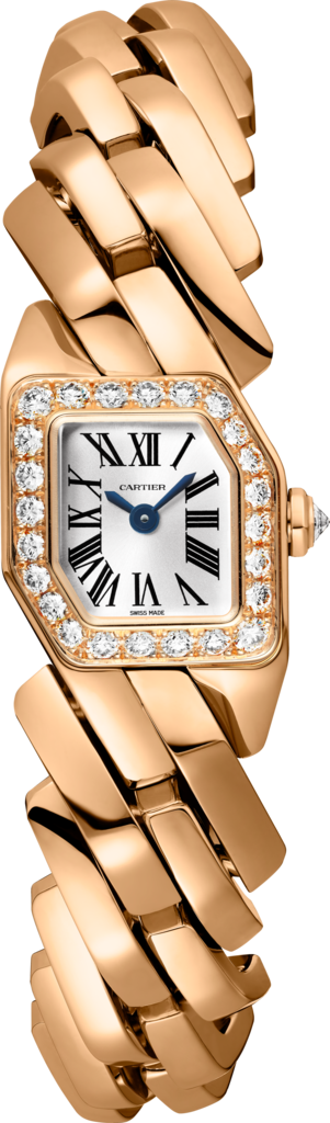 Maillon de Cartier 腕錶小型款，石英機芯，18K玫瑰金，鑽石