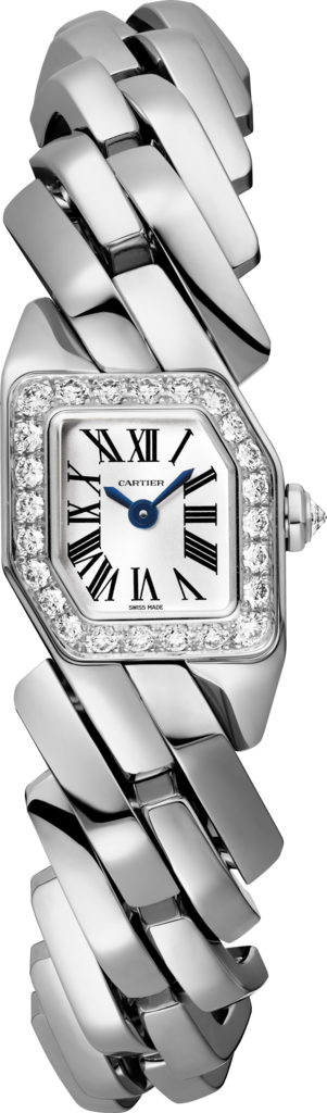 Maillon de Cartier 腕錶小型款，石英機芯，18K白色黃金，鑽石