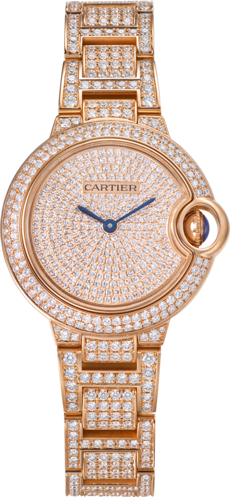 Ballon Bleu de Cartier 腕錶33毫米，自動上鏈機械機芯，18K玫瑰金，鑽石