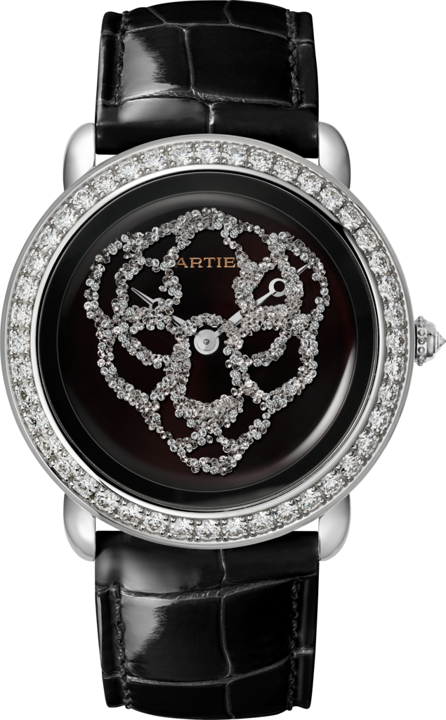 Révélation d'une Panthère 腕錶37毫米，鍍銠飾面18K白色黃金，鑽石，皮革