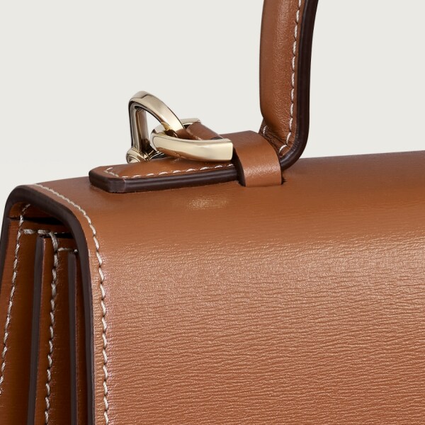 手袋，小型款，Panthère C 焦糖色小牛皮，金色飾面