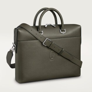 公事包，小型款，Must 卡其色小牛皮，鍍鈀飾面