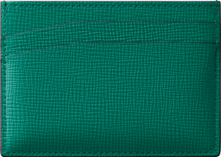 Double card holder, Cartier Losange  Grass green grained calfskin, palladium finish and grass green enamel