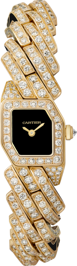 Maillon de Cartier 腕錶小型款，石英機芯，18K黃金，鑽石，亮漆