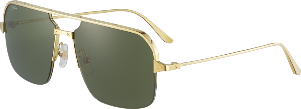 Santos de Cartier sunglassesSmooth and brushed golden-finish metal, green lenses