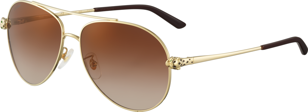 Panthère de Cartier 太陽眼鏡光滑金色飾面金屬，棕色漸變鏡片，金色鏡面效果