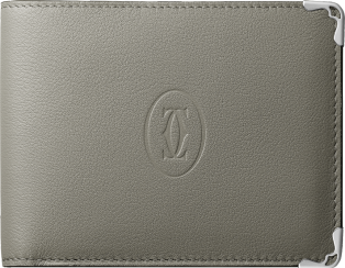 Must de Cartier 6-credit card wallet Grey and green calfskin, stainless steel finish