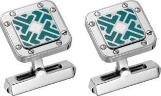 Santos de Cartier 袖扣 純銀，鍍鈀飾面及亮漆