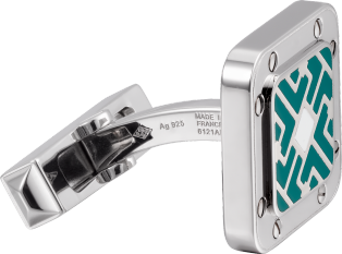 Santos de Cartier 袖扣 純銀，鍍鈀飾面及亮漆