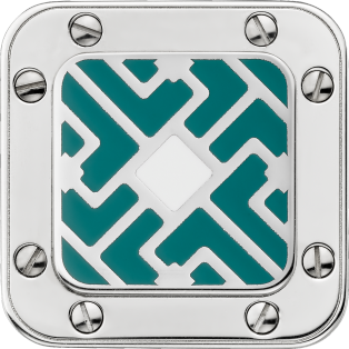 Santos de Cartier 袖扣 純銀，鍍鈀飾面及亮漆