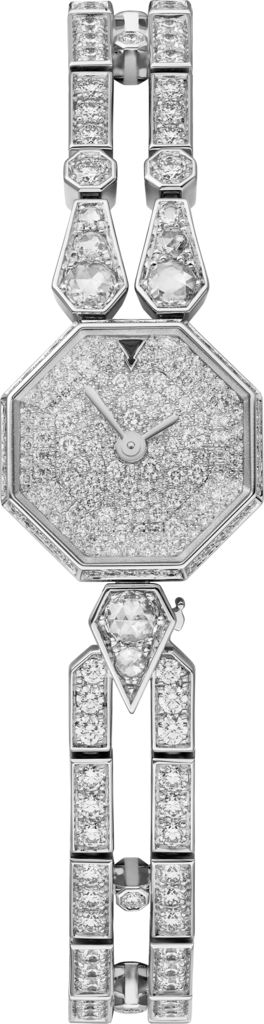 高級珠寶腕錶18K白色黃金，鑽石