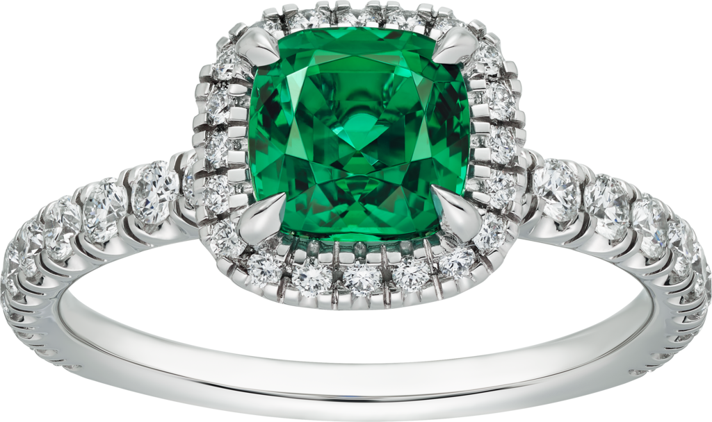 Cartier Destinée Solitaire 彩色寶石戒指鉑金，祖母綠，鑽石