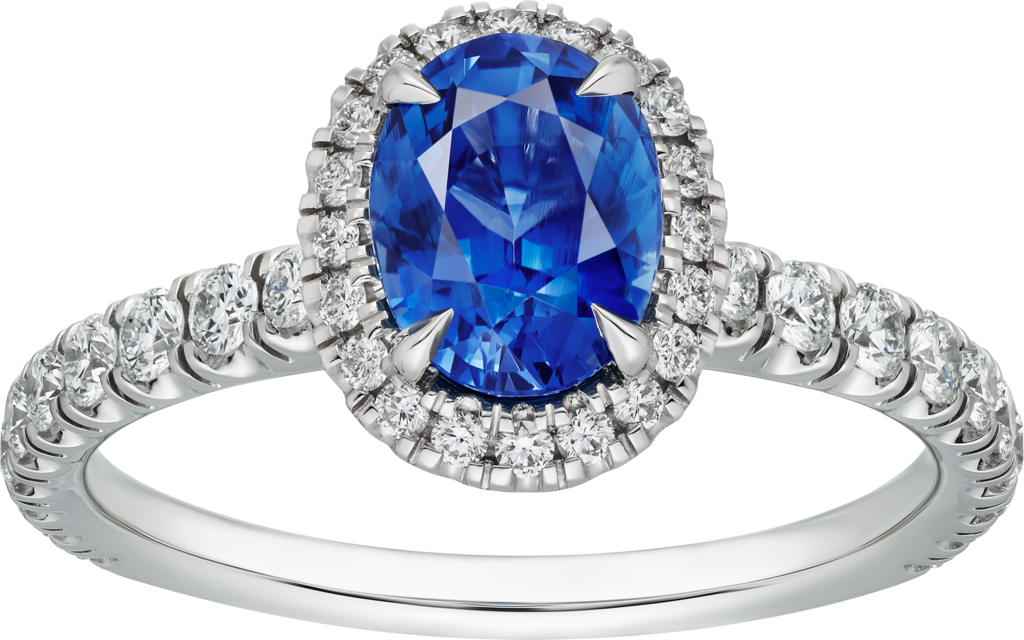 Cartier Destinée Solitaire 彩色寶石戒指鉑金，藍寶石，鑽石