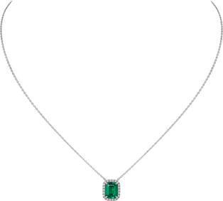 Cartier Destinée 彩色寶石項鏈 18K白色黃金，祖母綠，鑽石