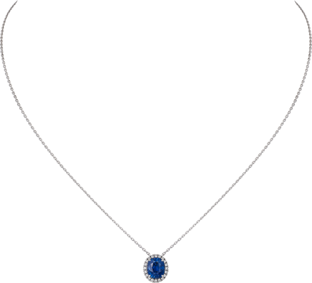 Cartier Destinée 彩色寶石項鏈18K白色黃金，藍寶石，鑽石