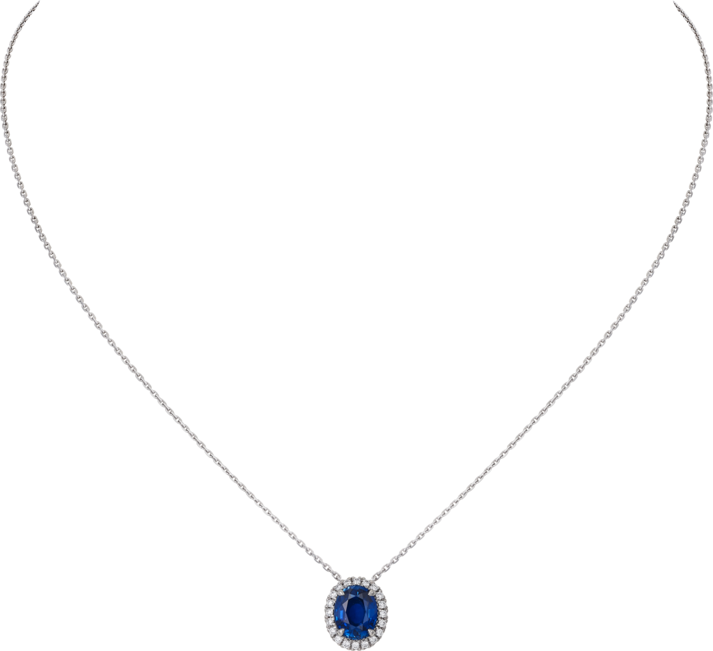 Cartier Destinée 彩色寶石項鏈鉑金，藍寶石，鑽石