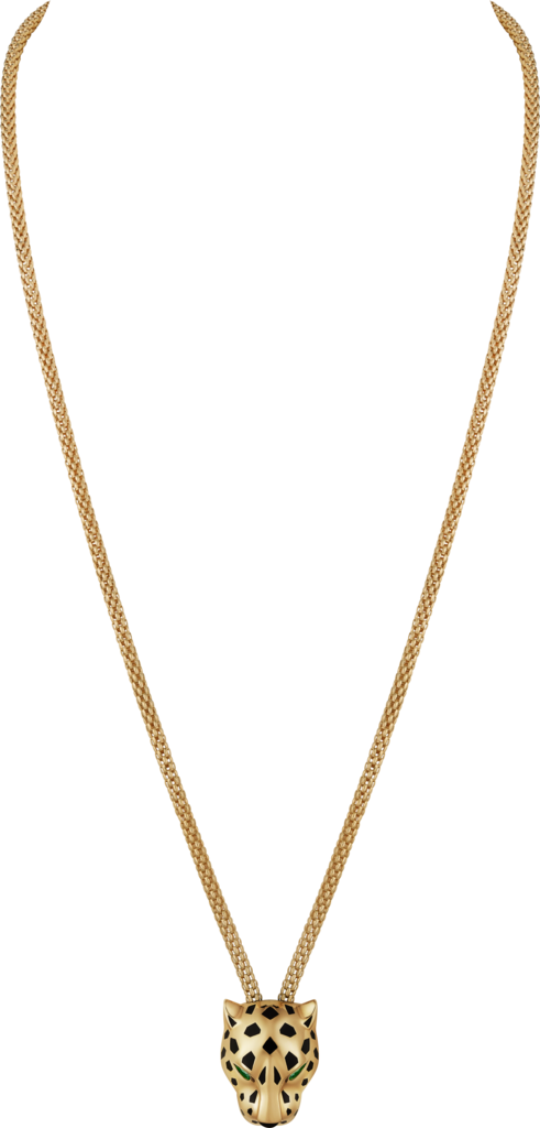 Panthère de Cartier 項鏈18K黃金，亮漆，鑽石，沙弗萊石榴石，縞瑪瑙