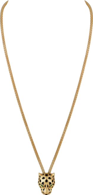 Panthère de Cartier 項鏈 18K黃金，亮漆，鑽石，沙弗萊石榴石，縞瑪瑙