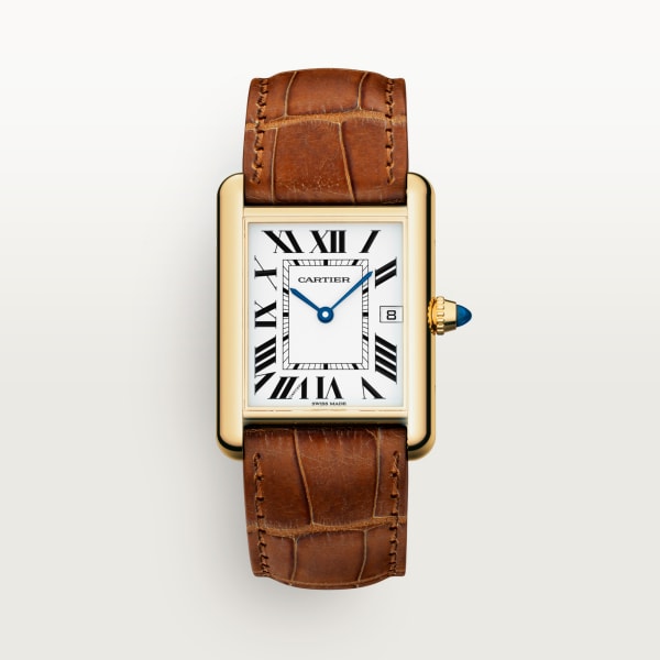 CRW1529756 - Tank Louis Cartier watch - Large model, quartz movement,  yellow gold, leather - Cartier