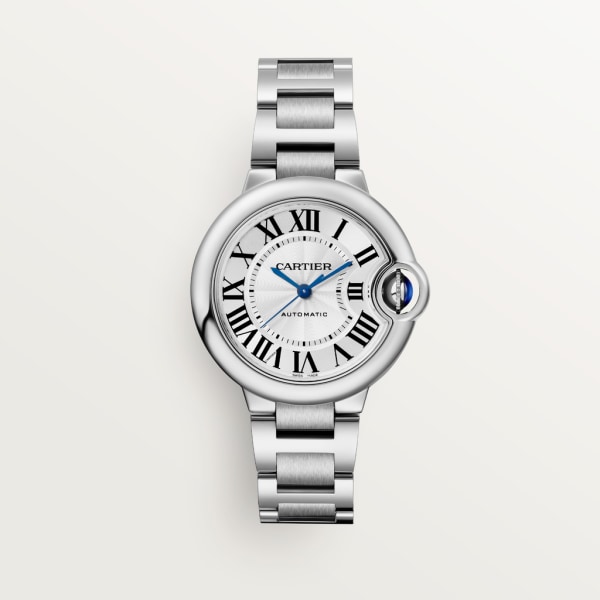 Ballon Bleu de Cartier watch 33 mm, mechanical movement with automatic winding, steel