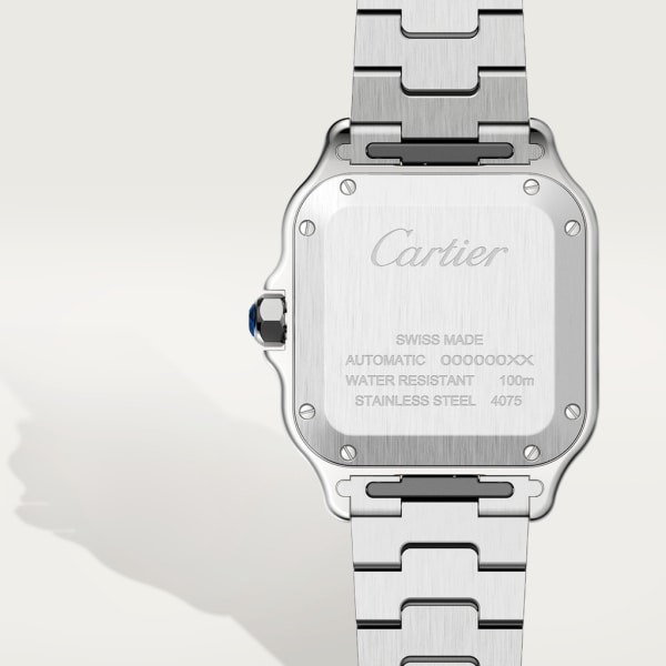 Santos de Cartier 腕錶 中型款，自動上鏈機械機芯，18K黃金，精鋼，可更換式金屬錶鏈及皮革錶帶