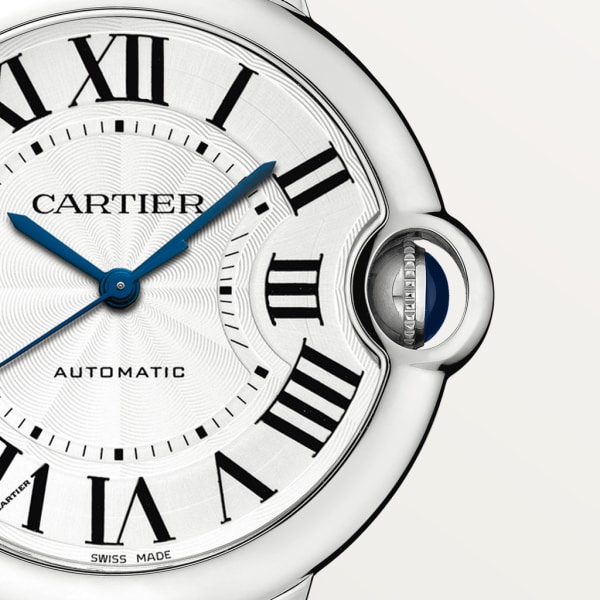 Ballon Bleu de Cartier watch 36 mm, mechanical movement with automatic winding, steel